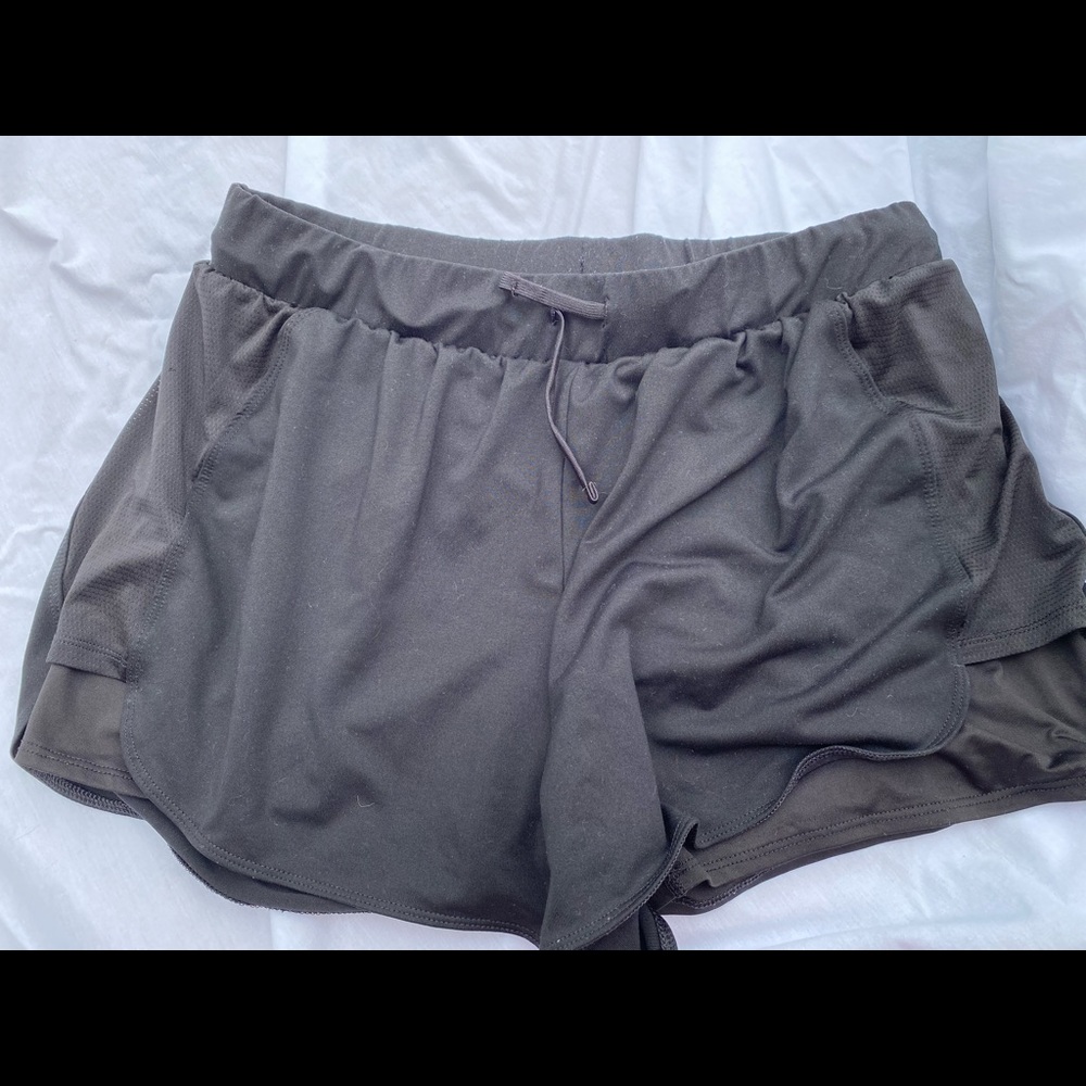 Black athletic shorts.